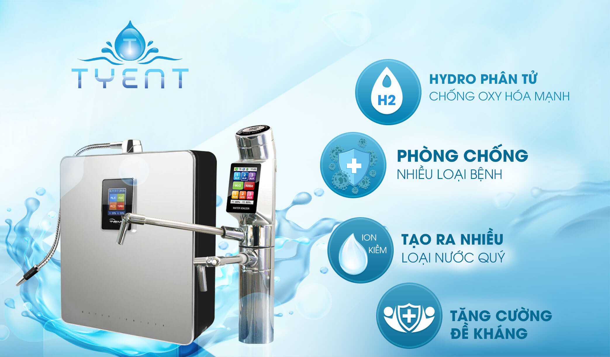 Máy lọc nước điện giải ion kiềm Tyent